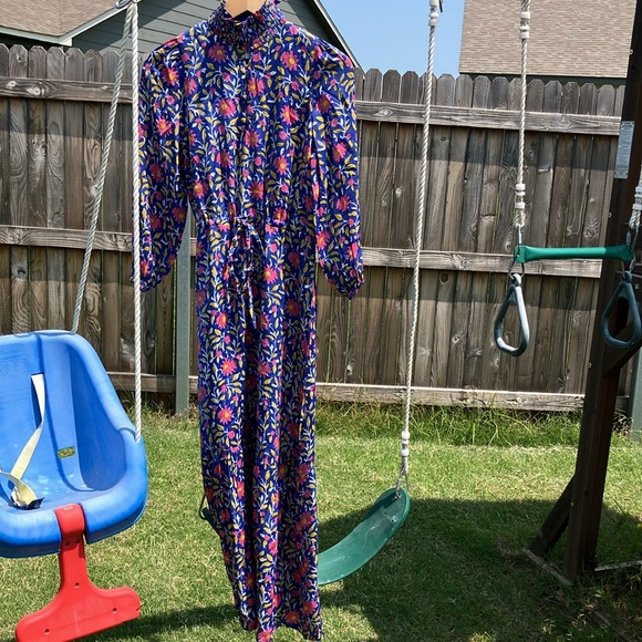 NEW Emerson Fry Purple and Blue Cuffed Sleeve Maxi Sundress - Picture 7 of 13